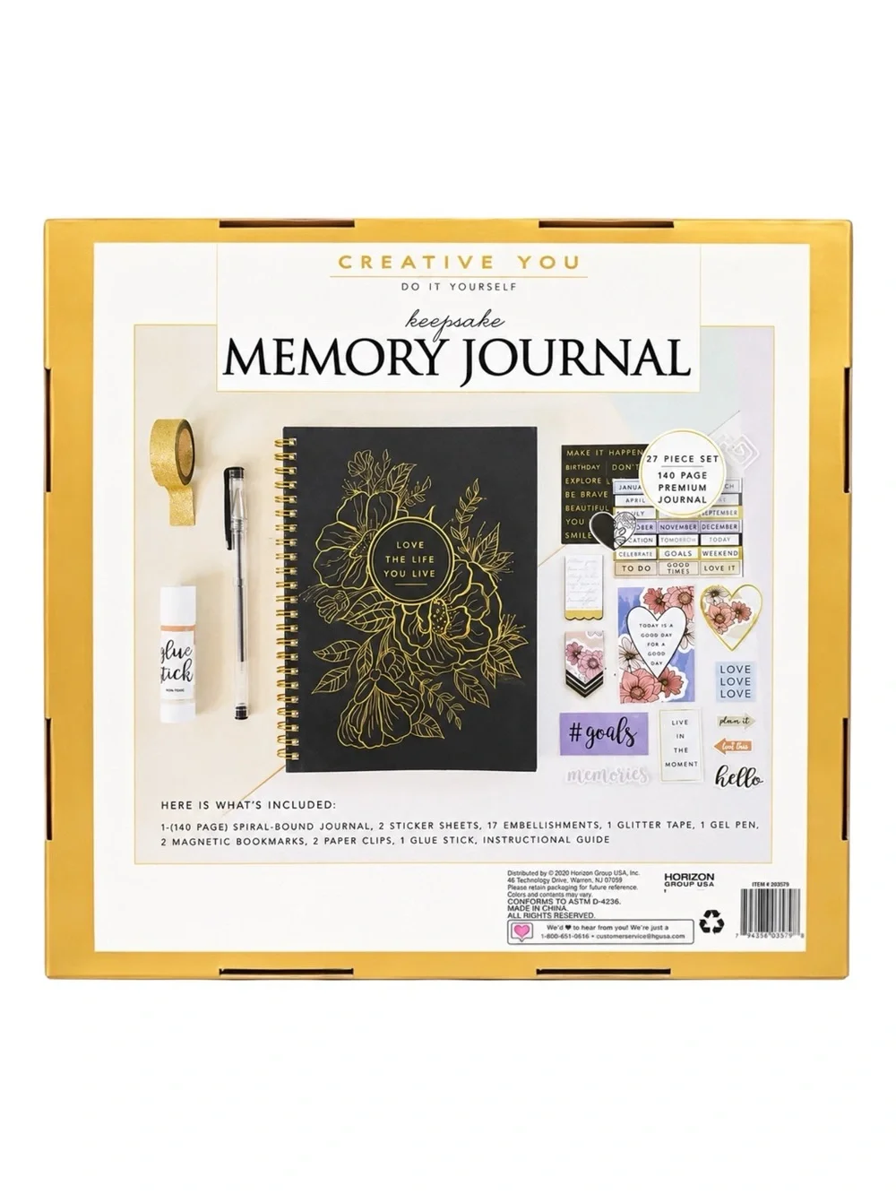 Creative You DIY Keepsake Memory Journal Kit 27 Piece 140 Page Scrapbook Gift